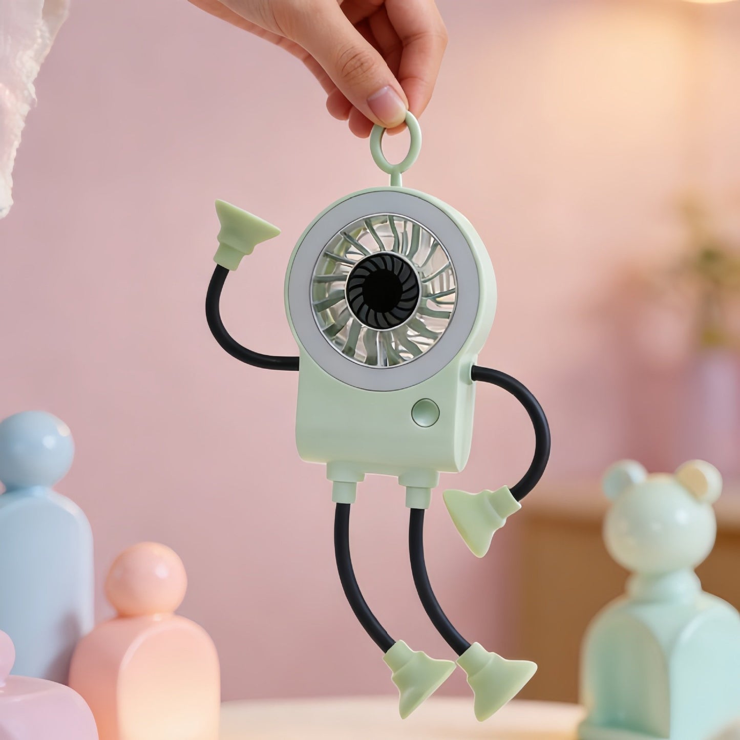🤖 Poseable Robot Fan – 5 Speeds, Strong Suction, LED, Digital Display, Phone Holder