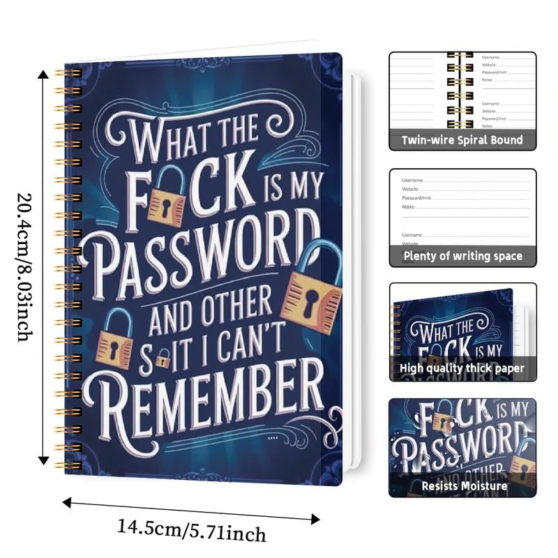 📅 Funny Password Notebook- Spiral Bound