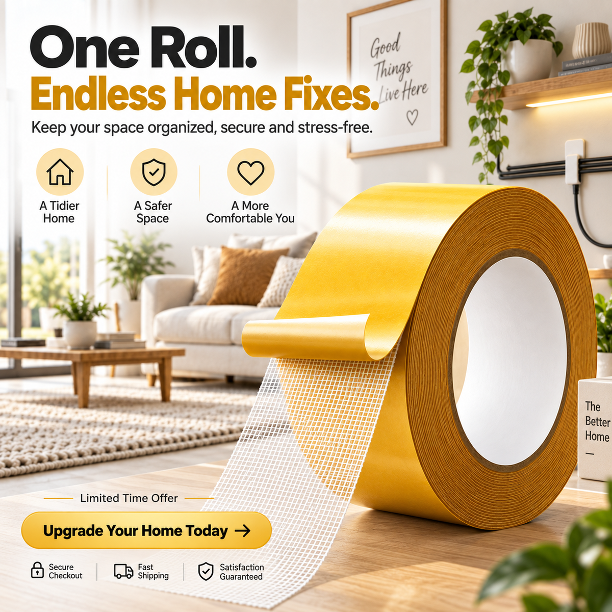 ๐ฅ Heavy-Duty Double-Sided Grid Tape โ Strong Hold, Easy Tear & Clean Removal