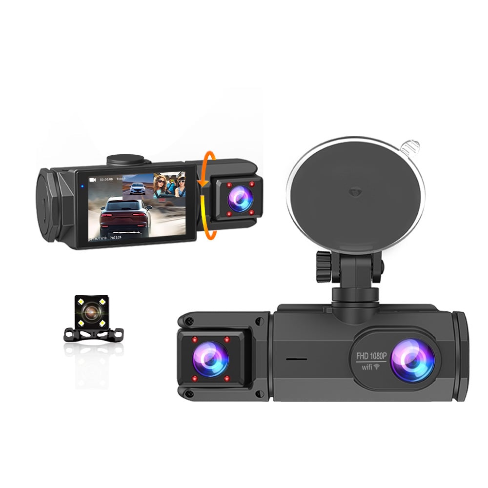 2.0-Inch IPS Screen HD 1080P 3 Lens Dashcam With Night Vision&Wifi Link