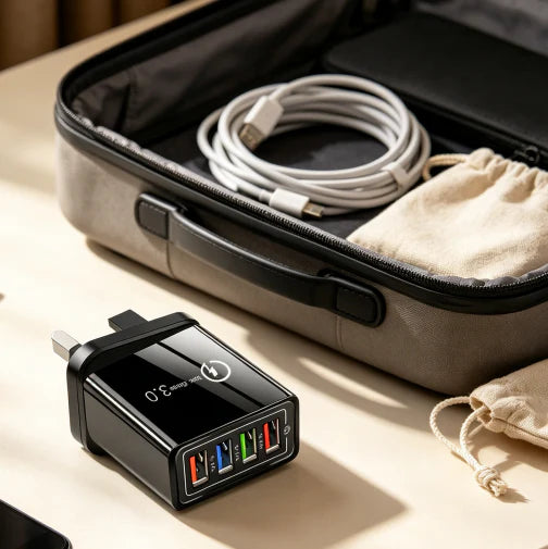 Secret to Faster Phone Performance Four-Port Travel Charger for Extended Phone Battery Life