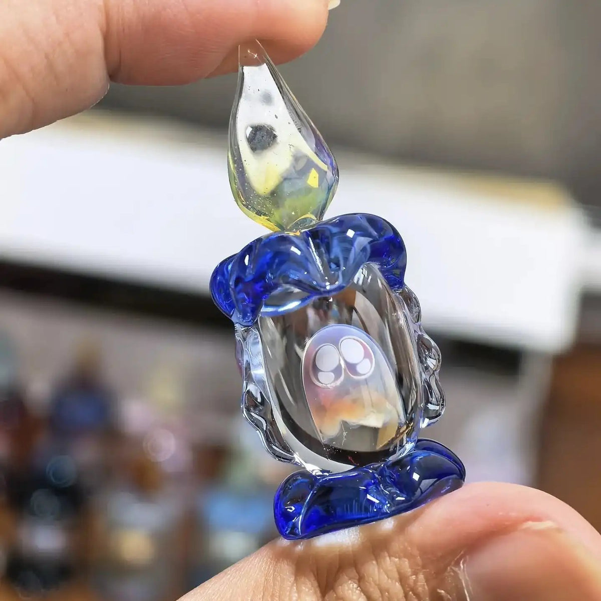 Ghost in Candle Handmade Glass Figurine 👻🕯️