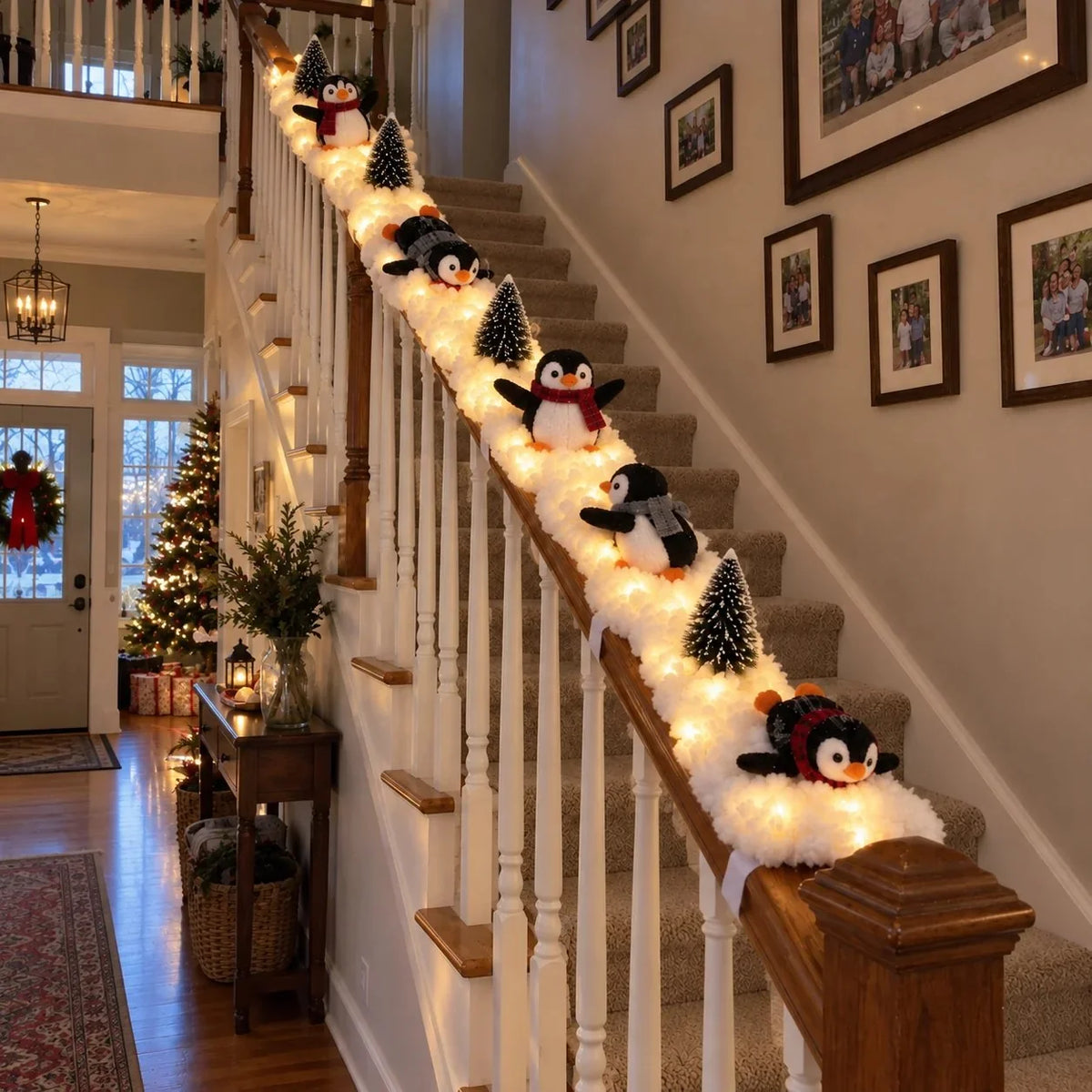 🔥Hot Sale 49% OFF🔥Playful Penguin Snowy Stair Railing Decor