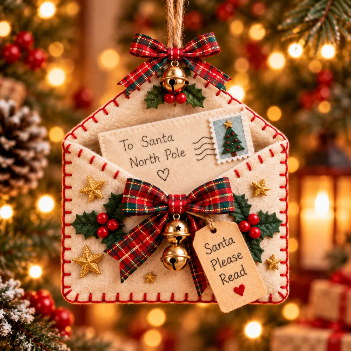 🎄Letters To Santa Christmas Envelope Ornaments – Festive Holiday Wish List Decorations💌