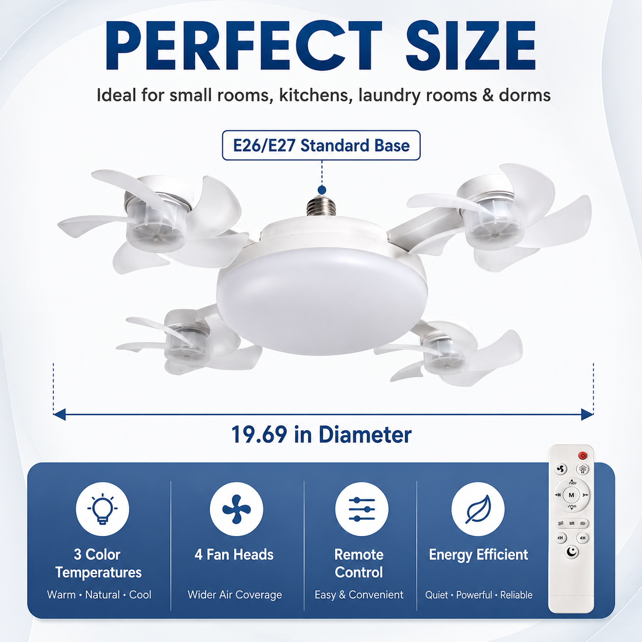 🌬️ SUMMER SALE 49% OFF 💡No-Wiring Ceiling Fan Light with Remote Control