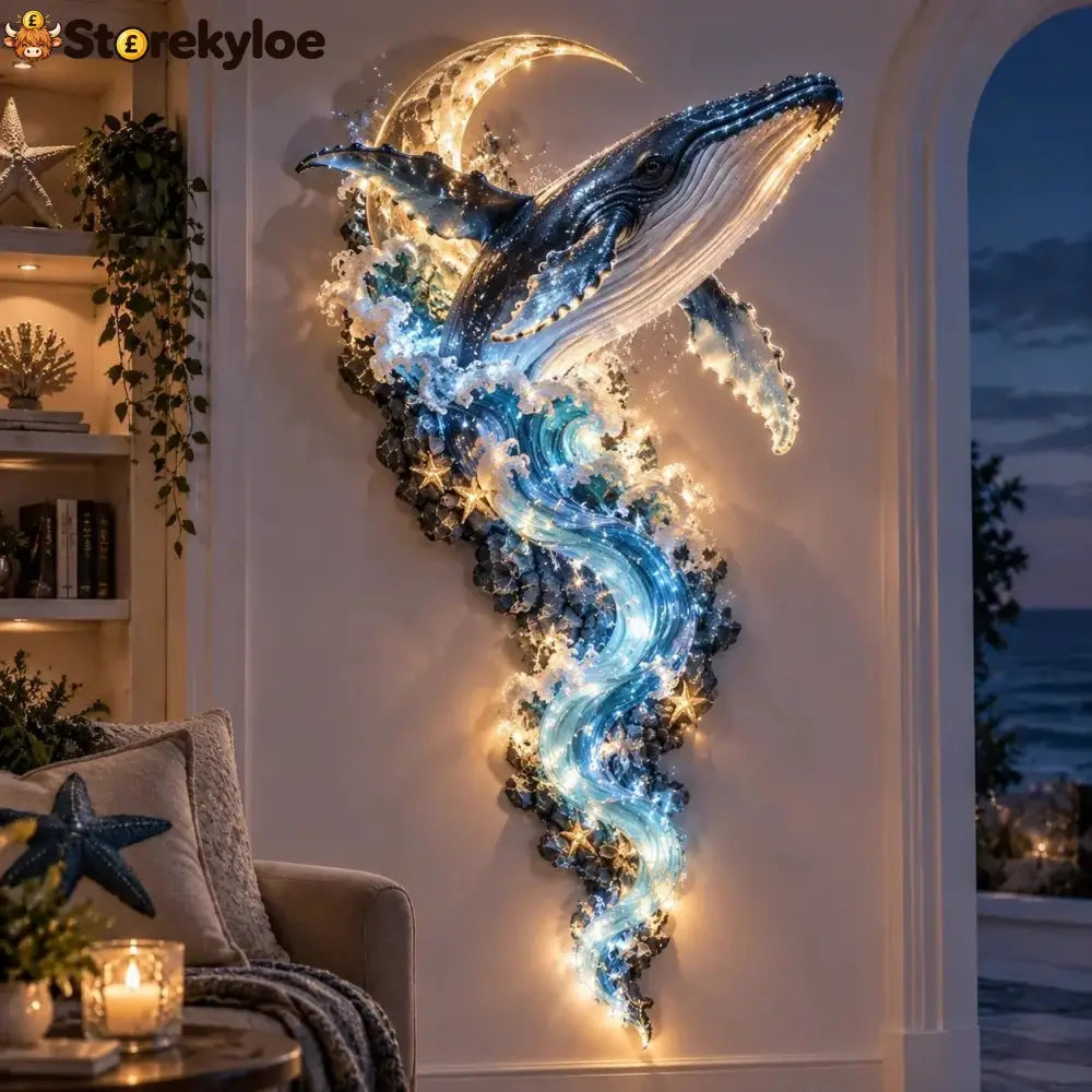 ⏰Limited Stock 49% OFF - 🌊✨ Enchanted Ocean Legends™ Lighted Wall Décor Collection 🐋🧜♀️ - 🐋 Moonlit Whale