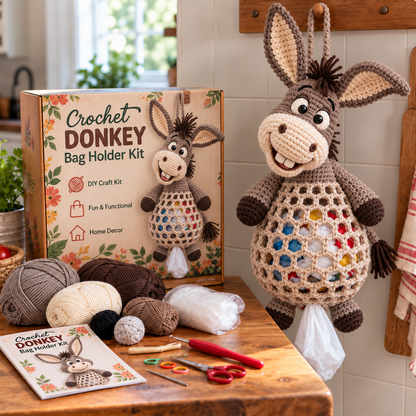 🧵 Crochet Animal Bag Holder DIY Kit – Cute & Functional Hanging Storage Craft Kit 🧶