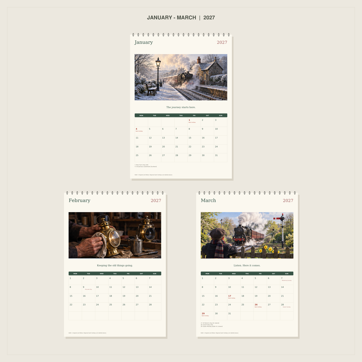 🔥The Railway We Remember - 2027 A4 Wall Calendar