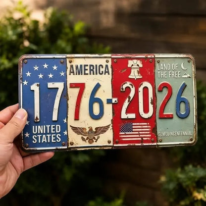 🔥USA Anniversary Block Sign | Rustic License Plate Art 1776-2026 Semiquincentennial Decor