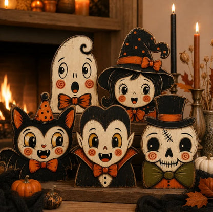 Vintage Halloween Wooden Character Tabletop Decor