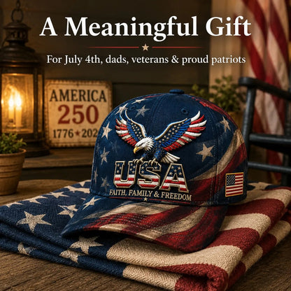 🔥Father's Day 49% OFF - 🇺🇸✨USA Faith, Family & Freedom Cap - Embroidered Edition🧢(Breathable & Lightweight Comfort & Unisex Fit)