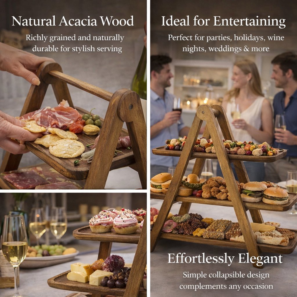 🎁Buy 2 Free Shipping✨ 3-Tier Wooden Serving Tray Stand