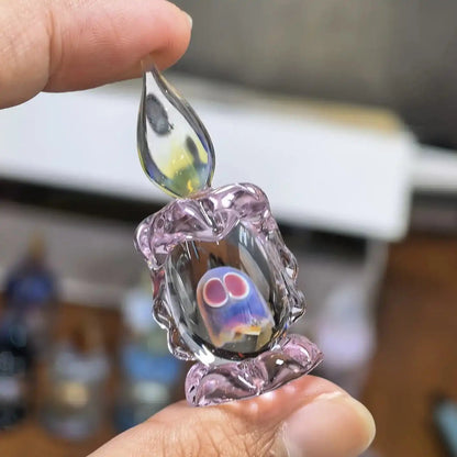 Ghost in Candle Handmade Glass Figurine 👻🕯️