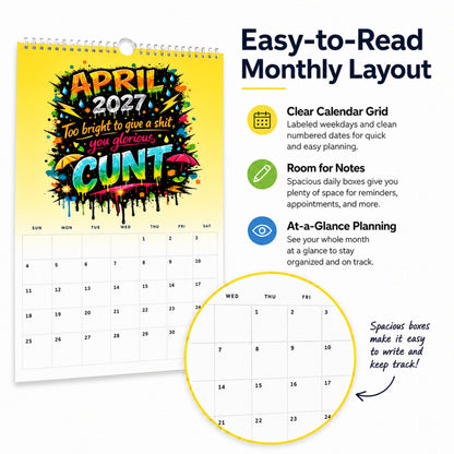 💥Early Bird Sale — 48% OFF🎁2027 Year of the Cunt Wall Calendar – Bold Graffiti Humor Calendar📆🌟