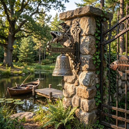 🎣 "This Is My Happy Place Don't F*ck It Up" Skeleton Fishing Wall Bell