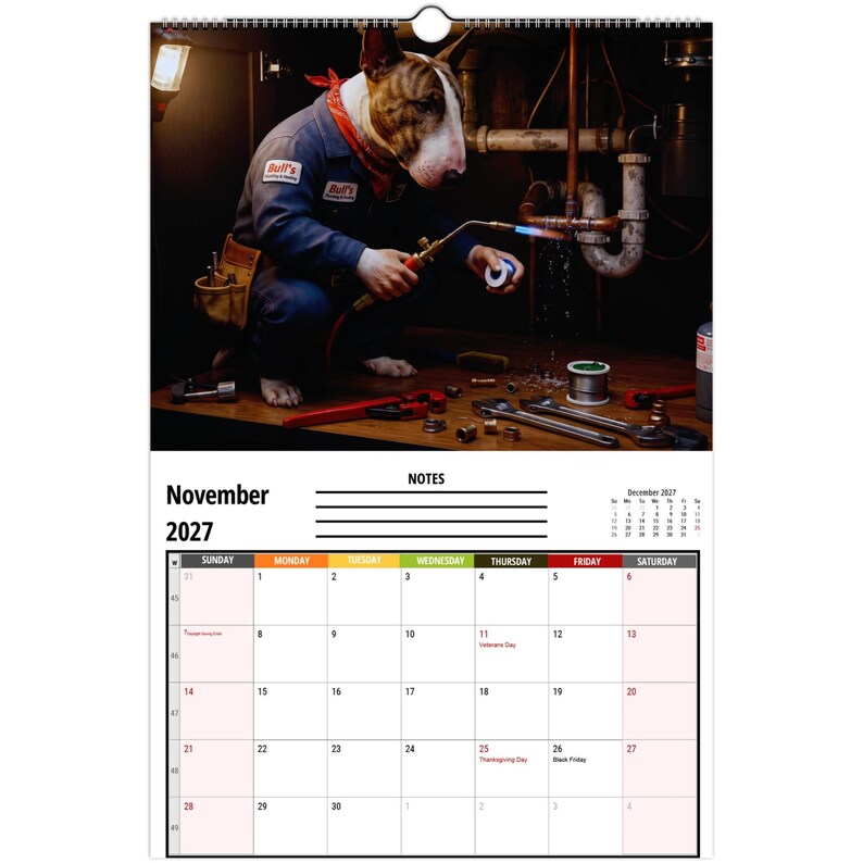 🤣Bull Terriers at Work 2027 Wall Calendar – 12 Months of Professional Puppy Chaos