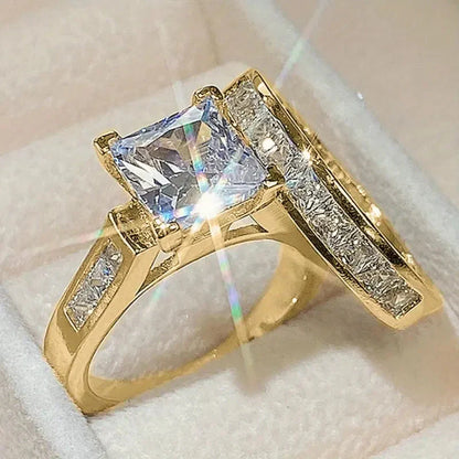 Elegant Princess Cut Ring Duo