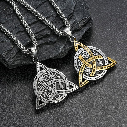 Stainless Steel Triple Goddess Triquetra Necklace Celtic Knot Irish Christian Trinity Knot Pendant