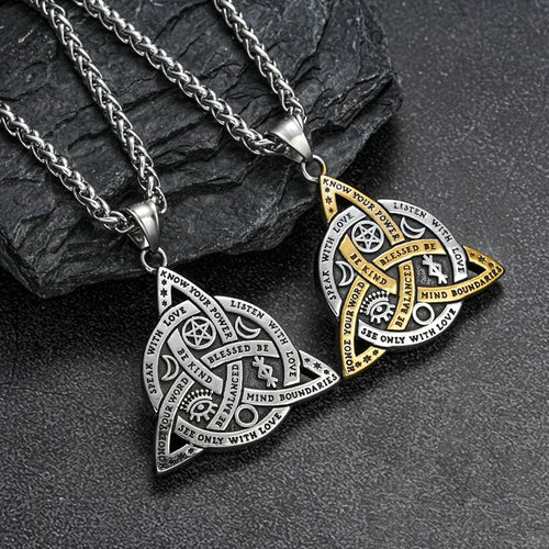 Stainless Steel Triple Goddess Triquetra Necklace Celtic Knot Irish Christian Trinity Knot Pendant
