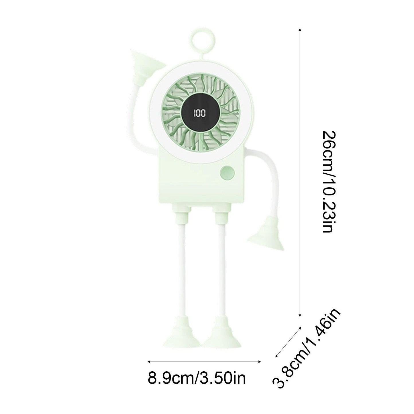 🤖 Poseable Robot Fan – 5 Speeds, Strong Suction, LED, Digital Display, Phone Holder