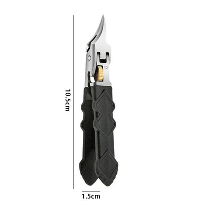 Black Anti-Slip Grip Gear Lock Nail Clipper Set with Ultra-Sharp Tips for Precise Access to Nail Grooves