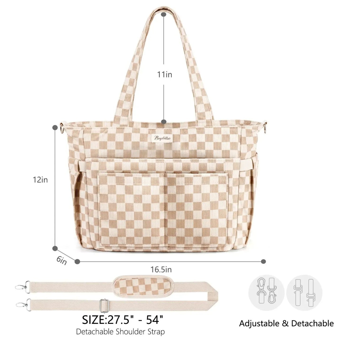 🎒Corduroy Tote Bag for Women, 15.6 inch Laptop Work Bags with Large Cup Holder
