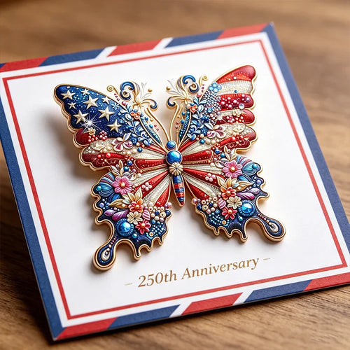 US 250th Anniversary Butterfly Shape Brooch Pin