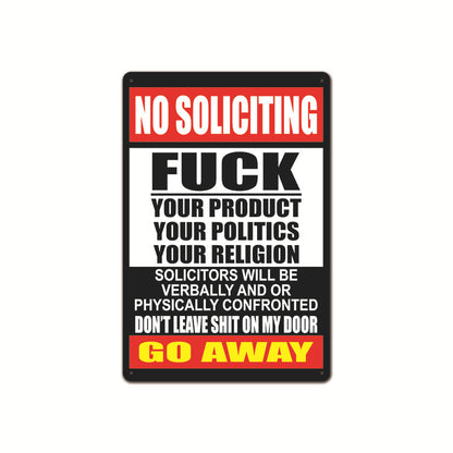 Zero-Tolerance "No Soliciting" Sign 🛑 — Make Your Boundaries Crystal Clear,8×12 in