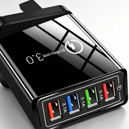 Secret to Faster Phone Performance Four-Port Travel Charger for Extended Phone Battery Life