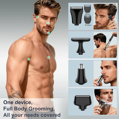🎁 Men's 4-in-1 Electric Body Grooming Kit | Extendable Back Hair Trimmer