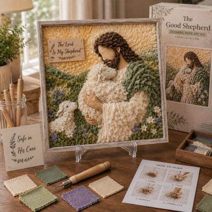 🔥 LAST DAY 49% OFF – ✝️🧵 Premium 3D Christian Fabric Poke Art Kit | No-Sew Faith Craft with Pre-Punched Board, Fabric Squares & Display Stand 🕊️✨