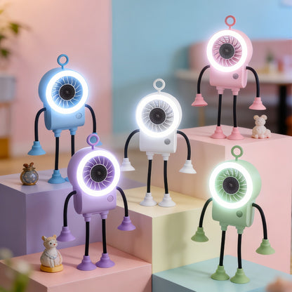 🤖 Poseable Robot Fan – 5 Speeds, Strong Suction, LED, Digital Display, Phone Holder