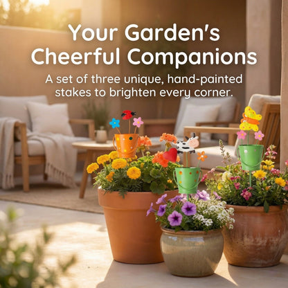 🪴Set of 3 Metal Flower Pot Garden Stakes