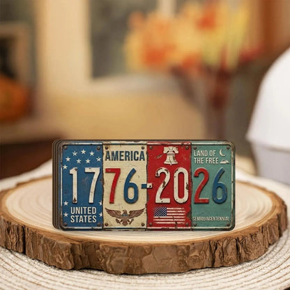 🔥USA Anniversary Block Sign | Rustic License Plate Art 1776-2026 Semiquincentennial Decor