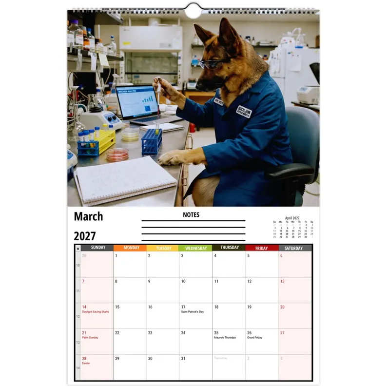 Funny German Shepherds Wall Calendar 2027