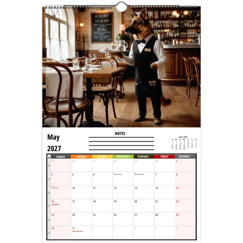 Funny German Shepherds Wall Calendar 2027
