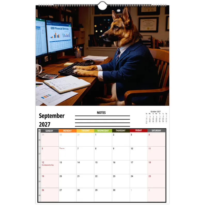 Funny German Shepherds Wall Calendar 2027