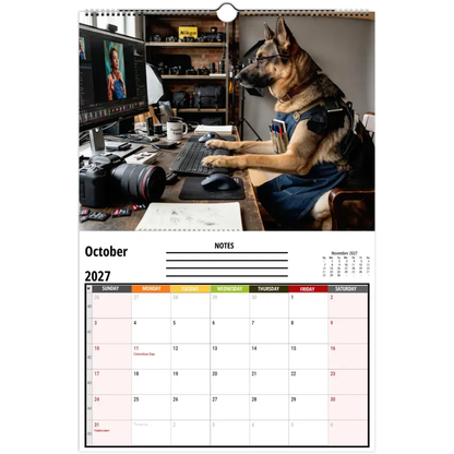 Funny German Shepherds Wall Calendar 2027