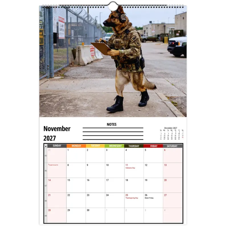 Funny German Shepherds Wall Calendar 2027