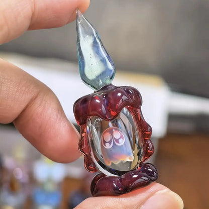 Ghost in Candle Handmade Glass Figurine 👻🕯️