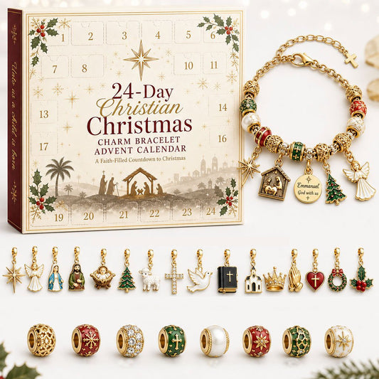 🎅 2026 Christmas Gift --🎄24-Day Christian Christmas Charm Bracelet Advent Calendar