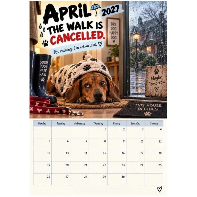 2027 Witty Dachshund A4 Wall Calendar