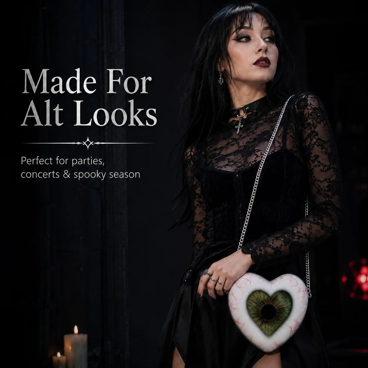 🖤👁 Gothic Heart Eye Statement Crossbody Bag