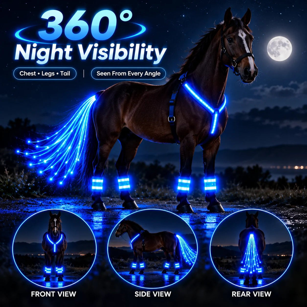 💎Horse LED Night Glow Protection Gear 6-Piece Full Set🐎