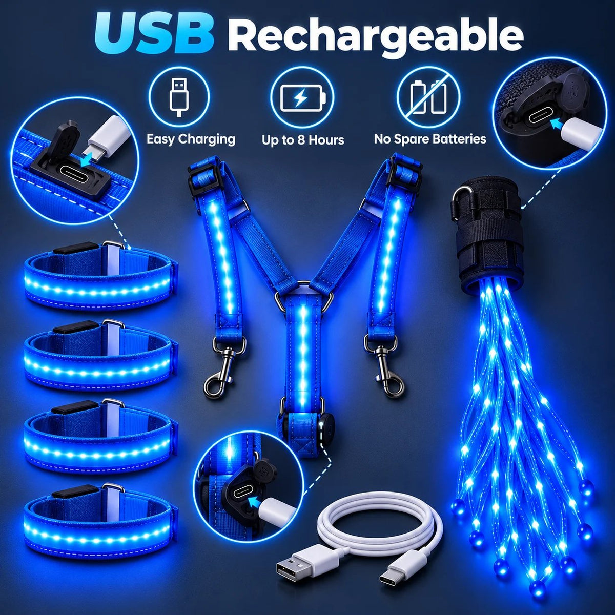 💎Horse LED Night Glow Protection Gear 6-Piece Full Set🐎