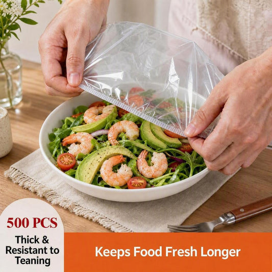 500Pcs Medium Reusable Elastic Plastic Bowl Covers - Kitchen Bread Proofing,