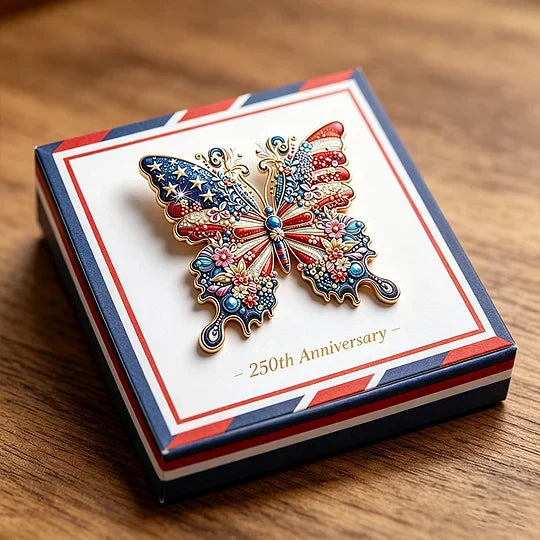 US 250th Anniversary Butterfly Shape Brooch Pin
