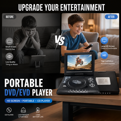 📺 7.8" HD Portable DVD/EVD Player – Large Screen, Rechargeable & Compatible with DVD/CD/USB/SD – Perfect for Home & Travel 🔥 49% OFF