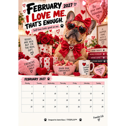 2027 French Bulldog Calendar – Funny Frenchie Wall Calendar, 12-Month Dog Calendar for French Bulldog Lovers