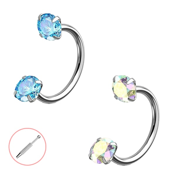 🔥Last Day 50% OFF - Horseshoe Gem Nose Ring – Internally Threaded & Comfortable